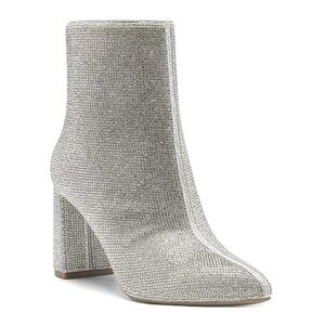 INC International Concepts NEW anila boots booties 7.5 crystal silver metallic